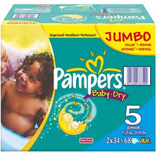 PAMPERS Baby Dry   Paquet de 68 couches   Taille 5   A partir de 10 kg