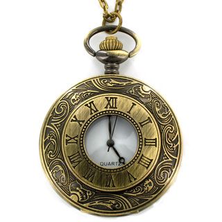Antiqued Bronze Colored Roman Numeral Clock Necklace