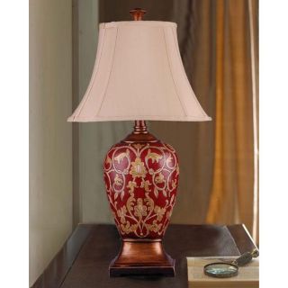 Handcrafted Makenzie Red/ Gold Table Lamp