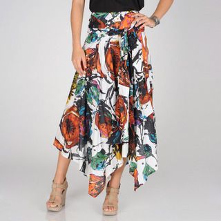 Grace Elements Womens Freedom Floral Uneven Hem Ruffled Skirt