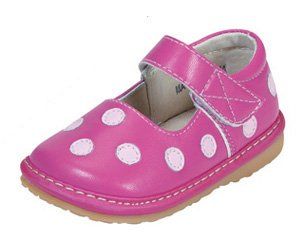 Hot Pink Polka Dots Kids Squeaky Shoes