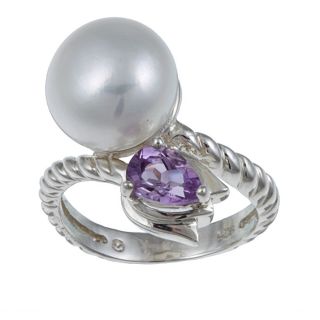 Sterling Silver Freshwater Pearl and Amethyst Ring (11 12 mm) Today $