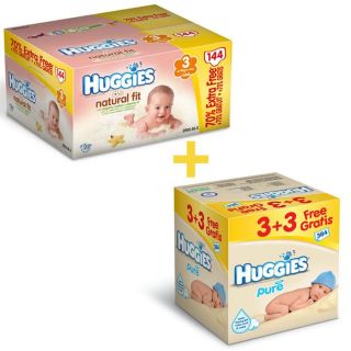 HUGGIES Natural fit Boîte +70% + Lingettes Pure   Achat / Vente