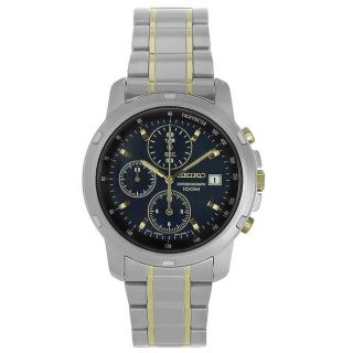 Seiko Mens Stainless Steel Blue Dial Chronograph Watch