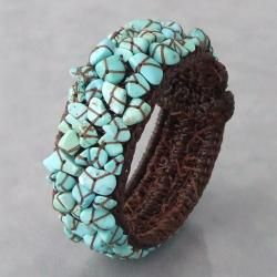Cotton Turquoise Expandable Organic Cuff Bracelet (Thailand