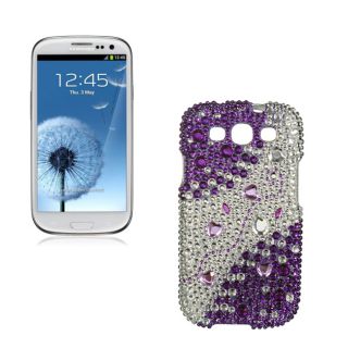 Premium Samsung Galaxy S III/S3 Purple Silver Rhinestone Case