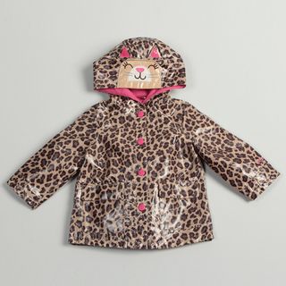 Carters Girls Leopard Printed Cat face Hood Rain Coat