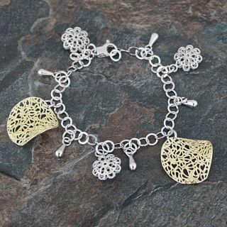Sterling Silver and Goldplated Charm Bracelet (Italy)