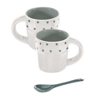 mini mugs gris cuillères intégrées MEN133G   Set de 2 petits mugs