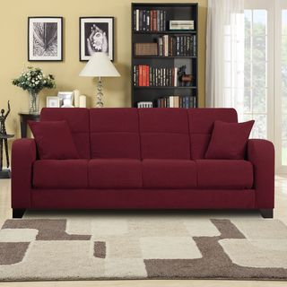 Craig Red Microfiber Convert a Couch Futon Sofa Sleeper