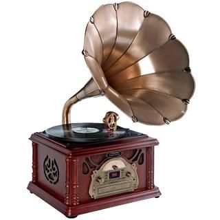Pyle Trumpet Horn Phonograph Music Player
