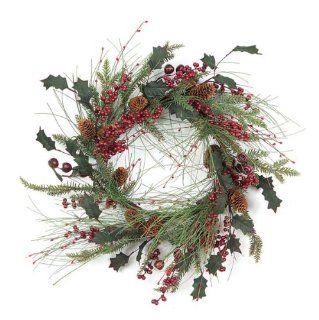 Pack of 2 Holly & Berries, Pine & Pod Unlit Decorative