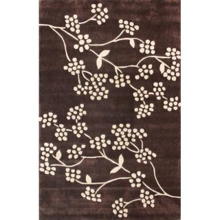 Handmade Alexa Pino Spring Season Brown Floral Rug (5 x 8