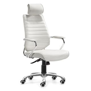 Zuo Enterprise White High Back Leatherette Office Chair