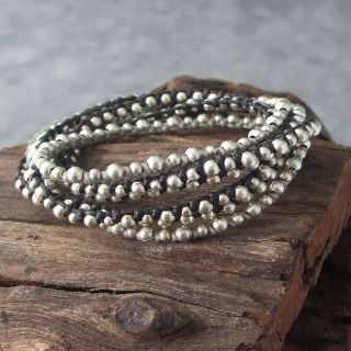 Trendy Round Silver Beads Triple Layer Bracelet (Thailand) Today $22