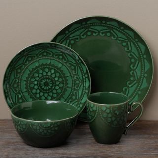 Tabletops Unlimited Morocco Green 16 piece Dinnerware Set