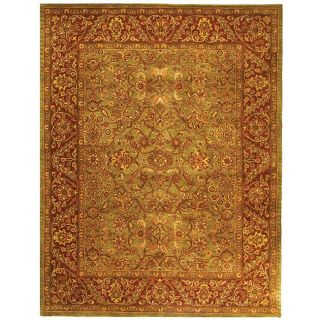 Handmade Taj Mahal Green/ Rust Wool Rug (96 x 136)