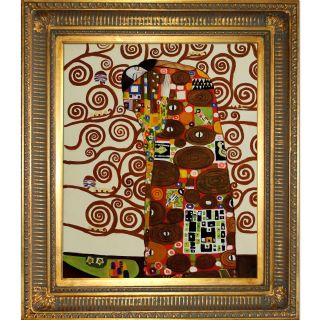 Gustav Klimt Fulfillment The Embrace Framed Hand painted Canvas Art