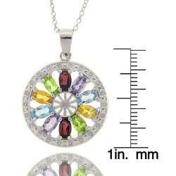 Sterling Silver Multigemstone/ Diamond Accent Medallion Necklace