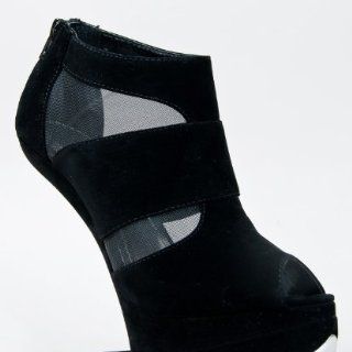 AGYNESS 09R Heel less Wedge Cut Out Mesh Peep Toe Ankle Bootie Boot