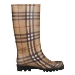 Burberry Womens Plaid Rubber Rain Boots