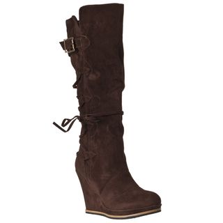 Riverberry Womens Chandler Brown Wedged Boots
