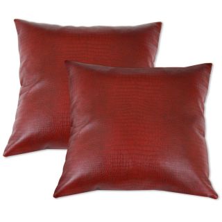 Red Faux Leather Accent Pillows (Set of 2)