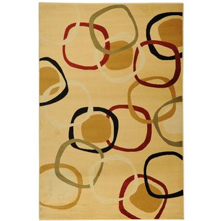 Yale Contemporary Abstract Beige Area Rug (53 x 73)