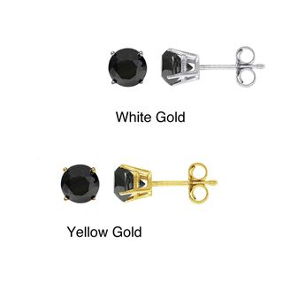14k Gold 1ct TDW Black Diamond Stud Earrings