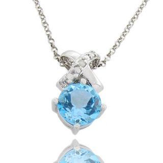 Sterling Silver Blue Topaz and Diamond Accent X Necklace