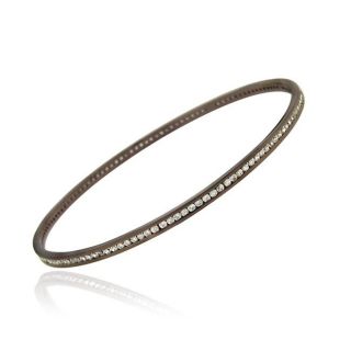 Icz Stonez Brown Rhodium over Sterling Silver Cubic Zirconia Bangle