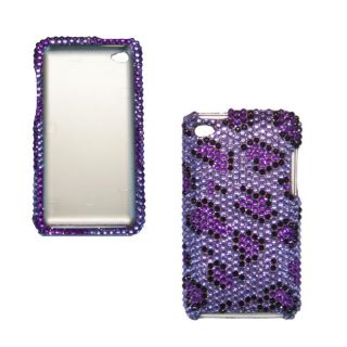 iPod Touch 4 Full Rhinestone Purple Leopard Design Case