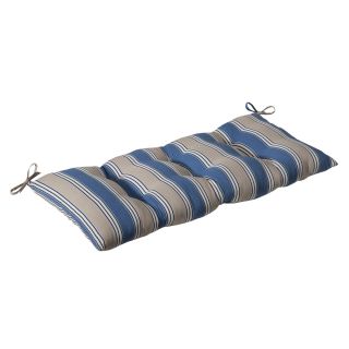 Pillow Perfect Outdoor Blue/ Tan Stripe Tufted Loveseat Cushion