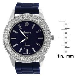 Geneva Womens Platinum Cubic Zirconia accented Silicone Watch