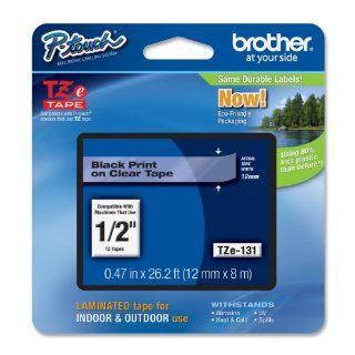 Brother TZe131 Black on Clear 1/2 Inch Labeling Tape (26.2