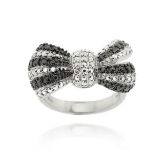 DB Designs Sterling Silver Black Diamond Accent Bow Ring