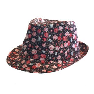 Womens Floral Print Fedora Hat