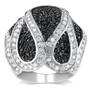 Miadora Sterling Silver White and Black Cubic Zirconia Ring (5 3/4ct
