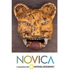 Handcrafted Ceramic Fierce Female Jaguar Mask (Mexico)