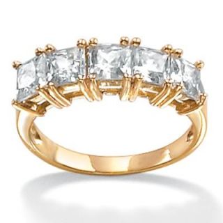 Ultimate CZ 10k Yellow Gold Princess cut Cubic Zirconia 5 stone Ring