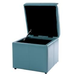 Square Teal Blue Cube Storage Ottoman