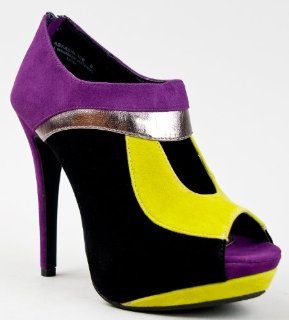  30B Colorblock Peep Toe Platform High Heel Ankle Boot Bootie Shoes