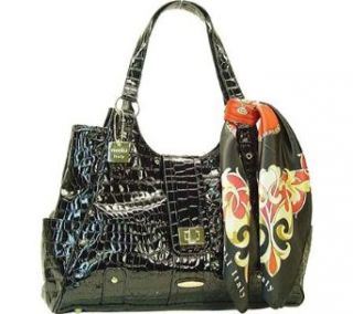 com Vecceli Italy Handbag   (AS 138)   Black Patent Crocco Clothing