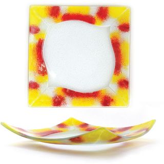 Fusion Warm Colored Square Plates (Case of 6)