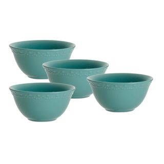 Paula Deen Whitaker Aqua 6 inch Cereal Bowls (Set of 4)