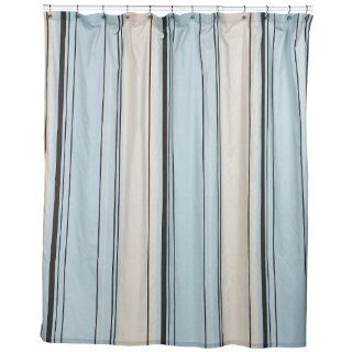 Blue & Brown Stripe Shower Curtain. ~ 144 In. X 72 In.