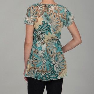 Sienna Rose Womens Short sleeve Embellished V neck Tunic