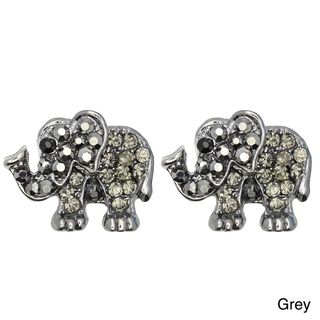 Kate Marie Silvertone Rhinestone Elephant Design Earrings