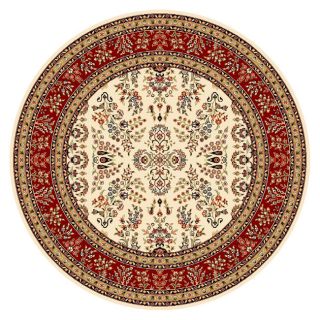 Lyndhurst Collection Aubussons Red/ Ivory Rug (8 ft. Round