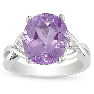 Miadora Sterling Silver Amethyst and Diamond Accent Ring